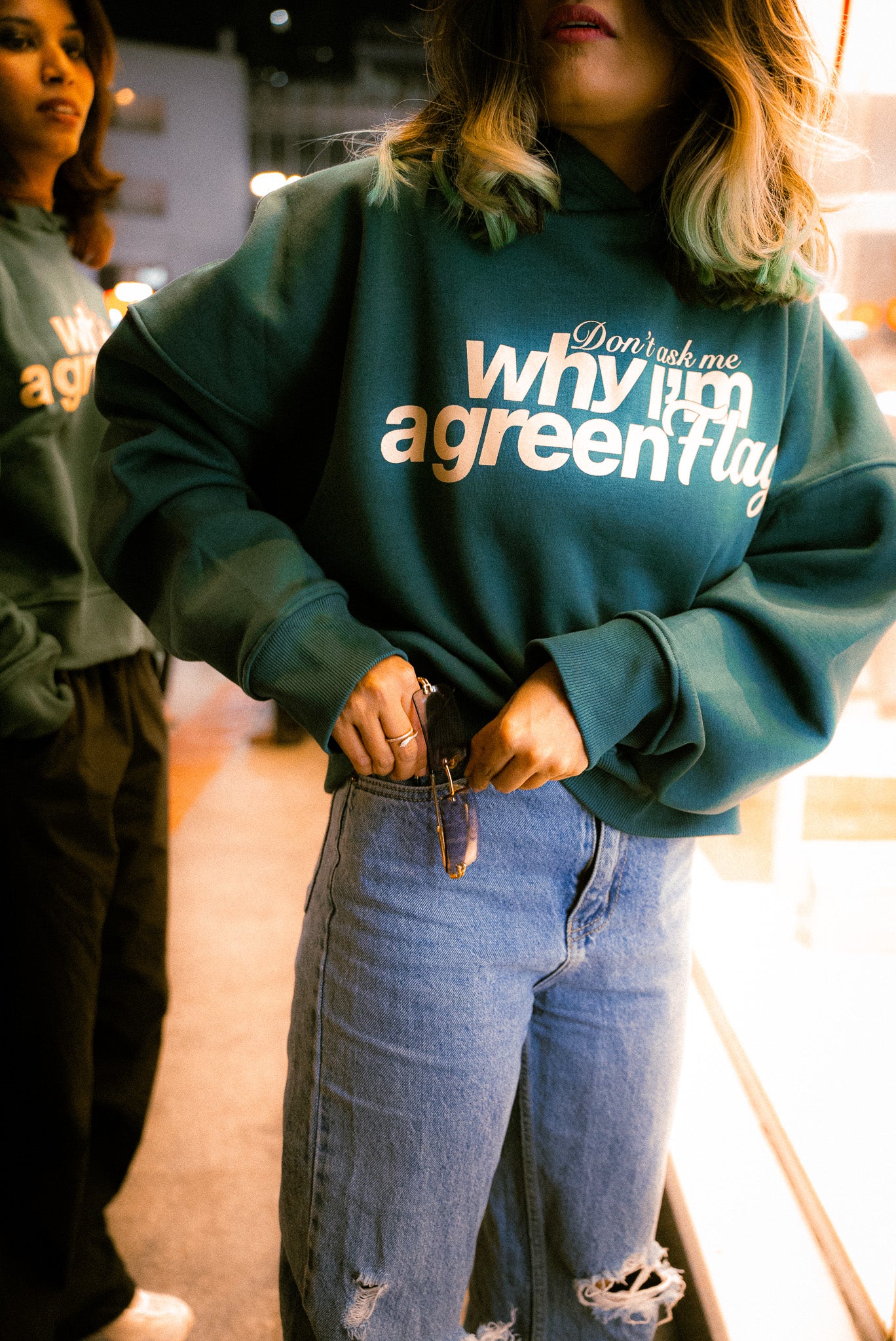 Don’t Ask Me Why I’m a Green Flag Cropped Hoodie