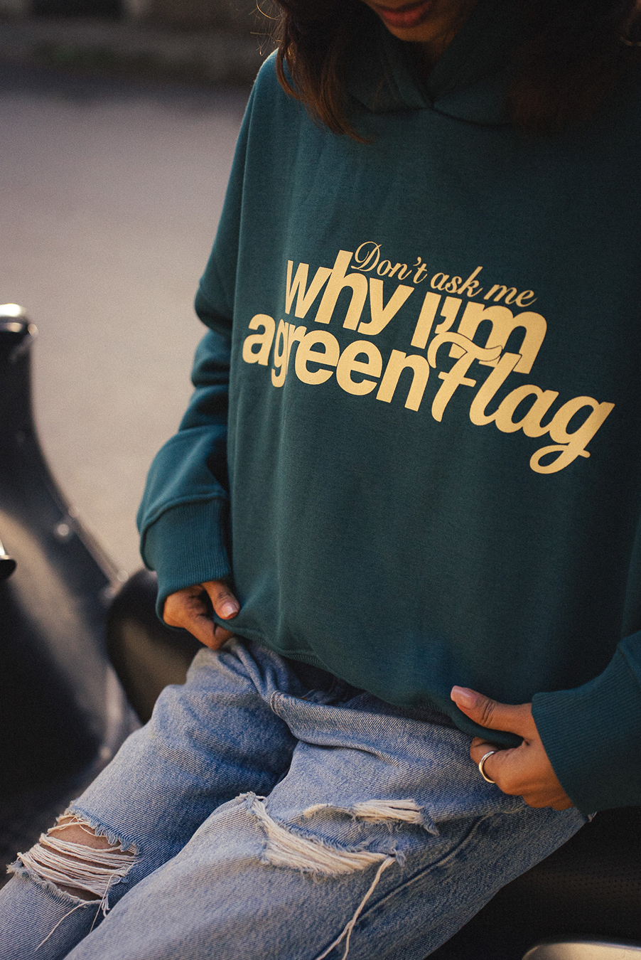 Don’t Ask Me Why I’m a Green Flag Cropped Hoodie